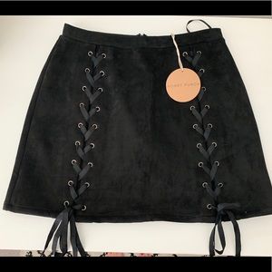 Honey Punch Black Velvet Mini Skirt